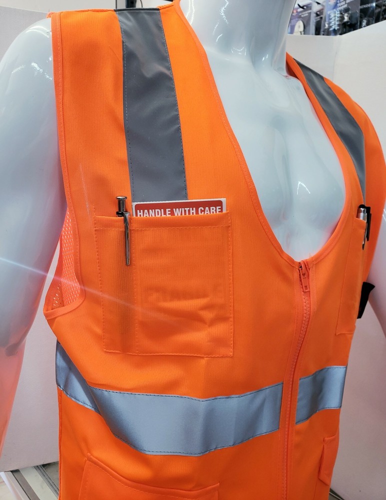 FX Class 2 High Vis Orange Safety Vest: Solid Front/ Mesh Back Small to 3-XL