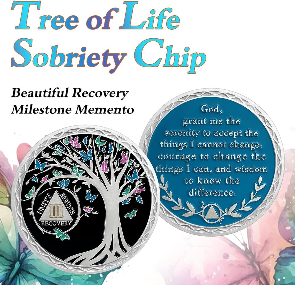 3 Year Sobriety Coin, AA Chips Medallion Alcoholics Anonymous Three Years Sober