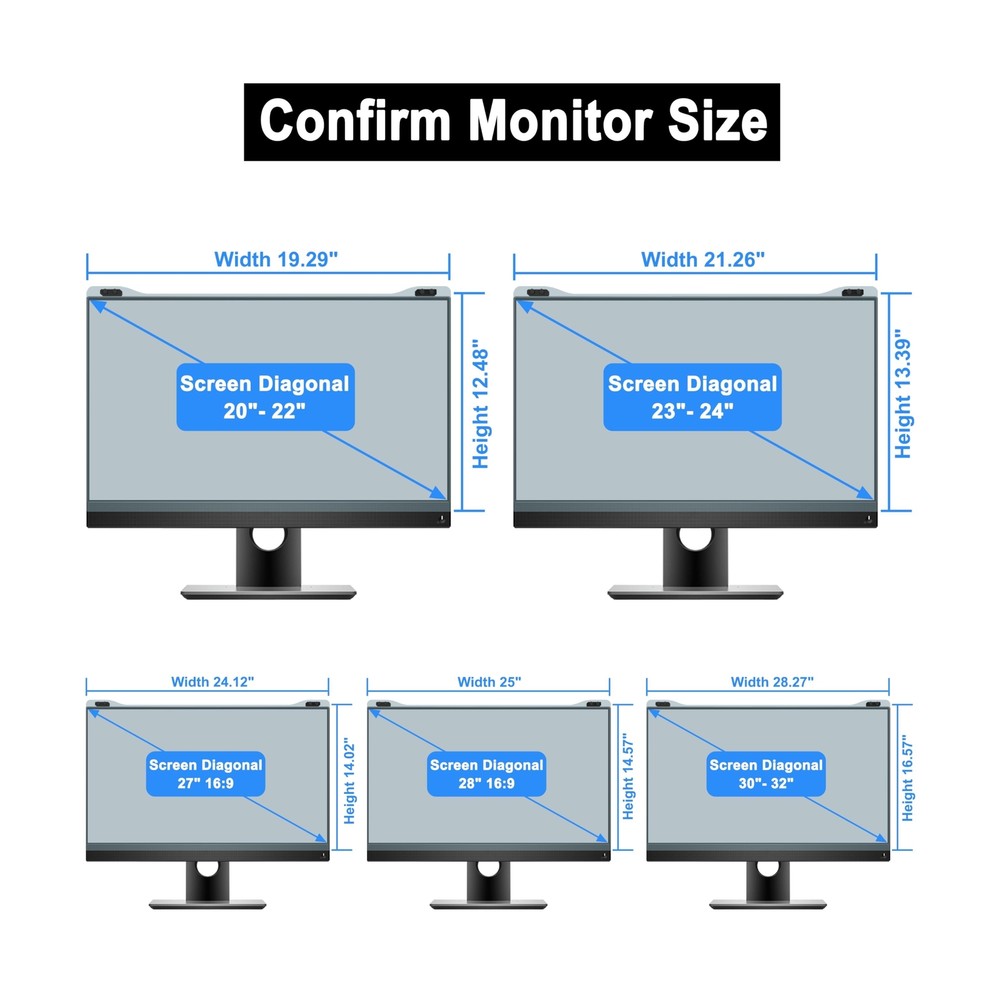 2 Pack 23-24 Inch Computer Screen Blue Light Blocker for Diagonal 23,23.6,23....