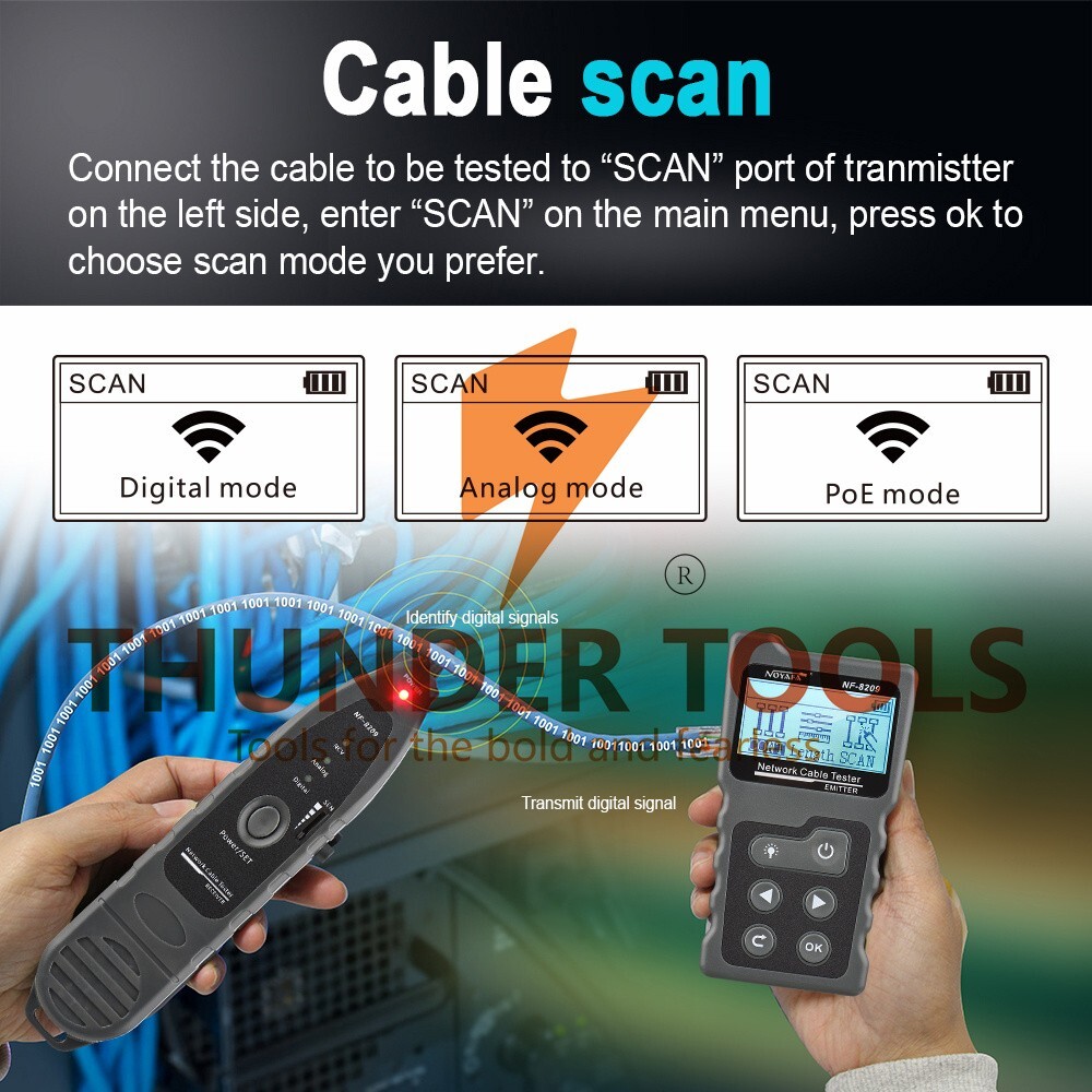 Thunder Tools Multi-functional LCD Network Cable Tester Wire Tracker PoE