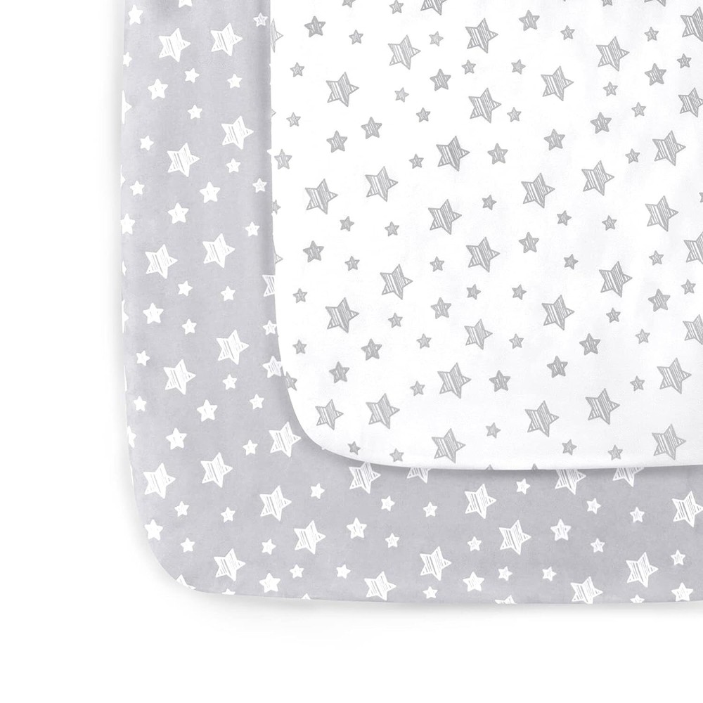 Pack N Play Fitted Sheet Mini Crib Mattress Sheets 39"x27"x5'' Multicolor 2 Pack