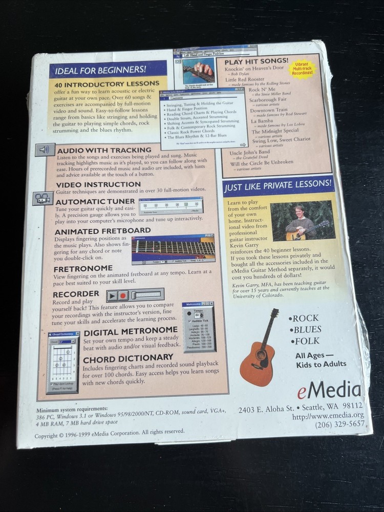 eMedia Guitar Method (1996-1999) Beginner Lessons NIB