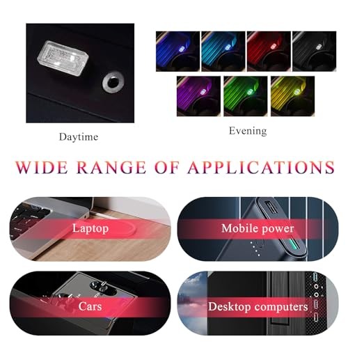 4 PCS USB LED Car Interior Atmosphere Lamp, Plug-in USB Interface Blue+Ice Blue