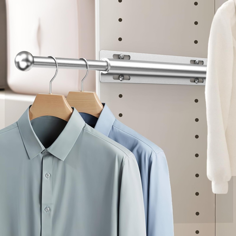 Supforce Valet Rod for Closet Pull Out, Retractable Slide 12IN, Matte Silver