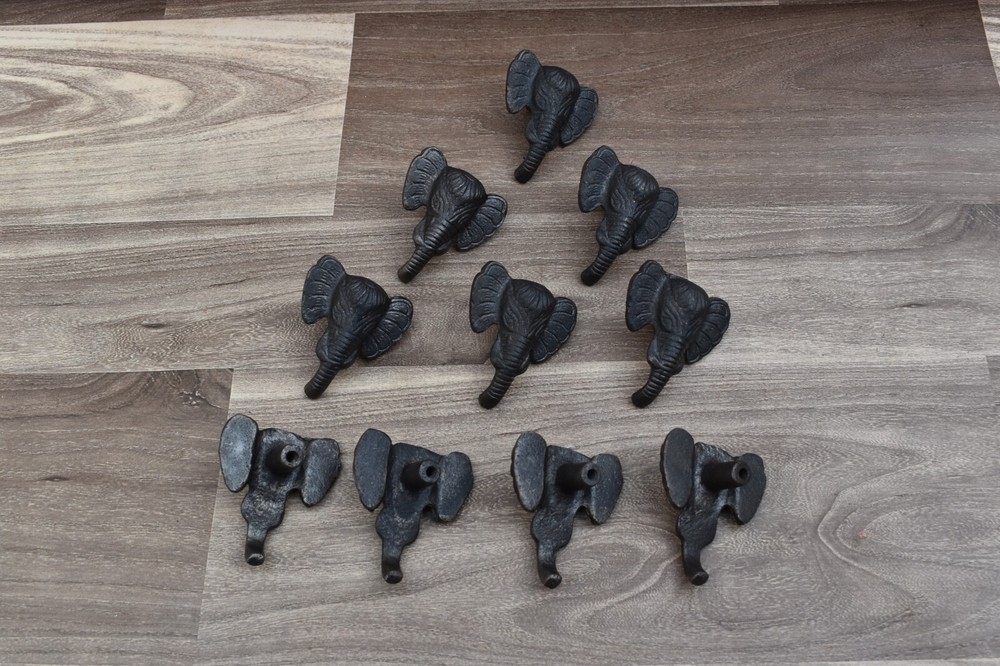 Iron door knobs cast cabinet ELEPHANT drawer handles Kitchen pull rustic 10pcs