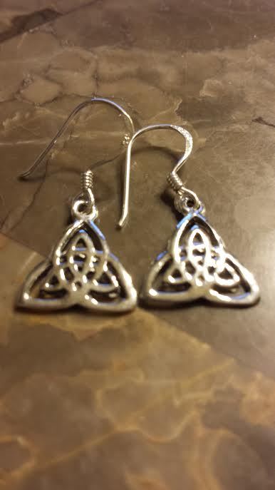 Sterling Silver Celtic Double Triquetras Earrings