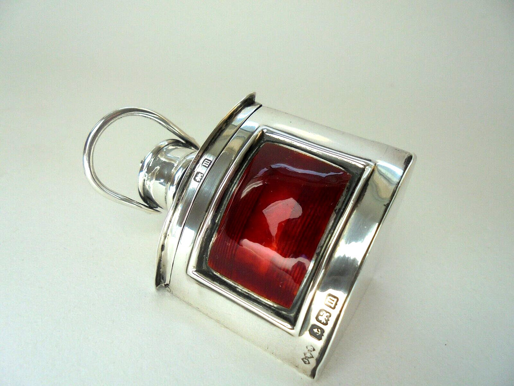 Antique Silver Enamel Lamp Lantern Vesta Case