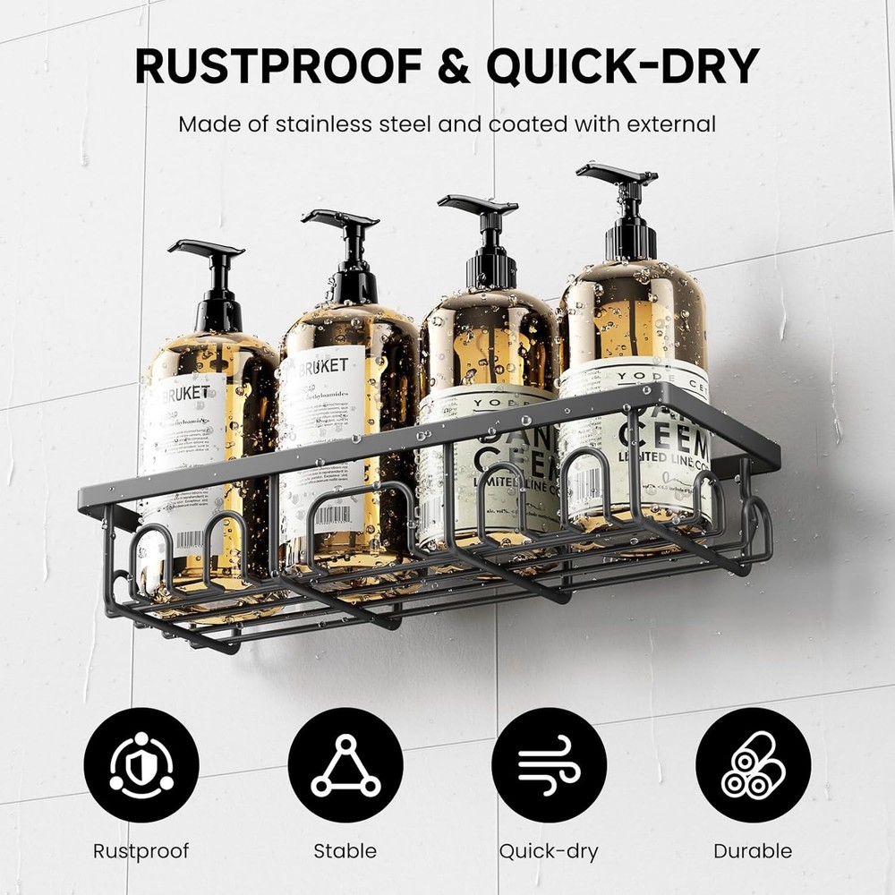 Shower Caddy, 3 Pack Shower Shelves for Inside Bathroom, Rustproof Adhesive Bath