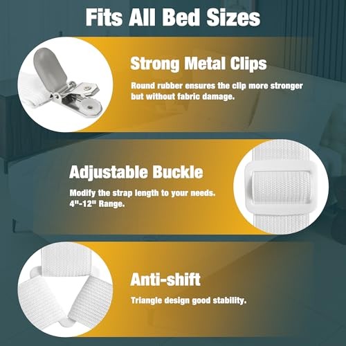 4 Pack Adjustable Elastic Straps with Metal Triangle Style 4 Pack - White