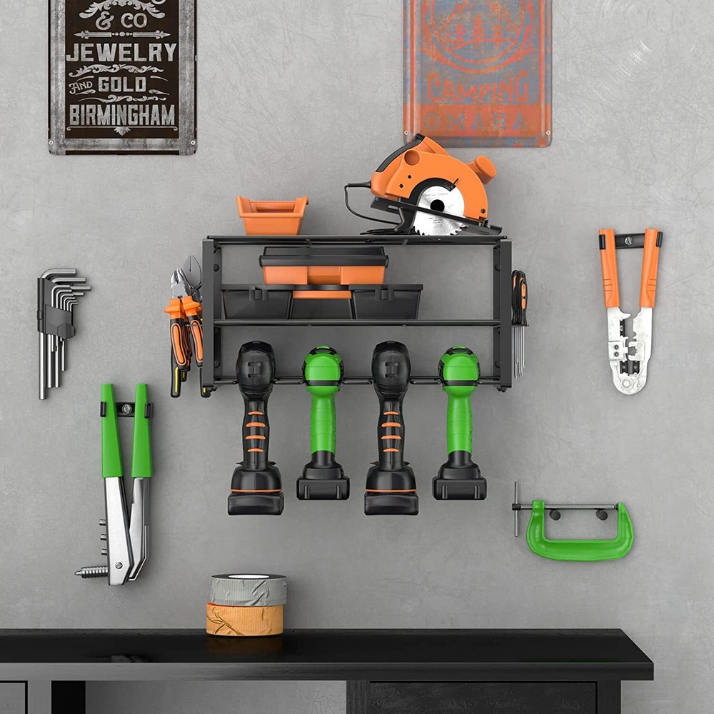 2 Pack Power Tool Organizer Heavy Duty Wall Drill Holder for Garage Tool Storage