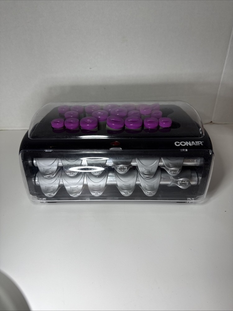 Conair Curls Waves 20 Multi Size Flocked Hot Rollers 12 Clips HS32RX Hot Rollers