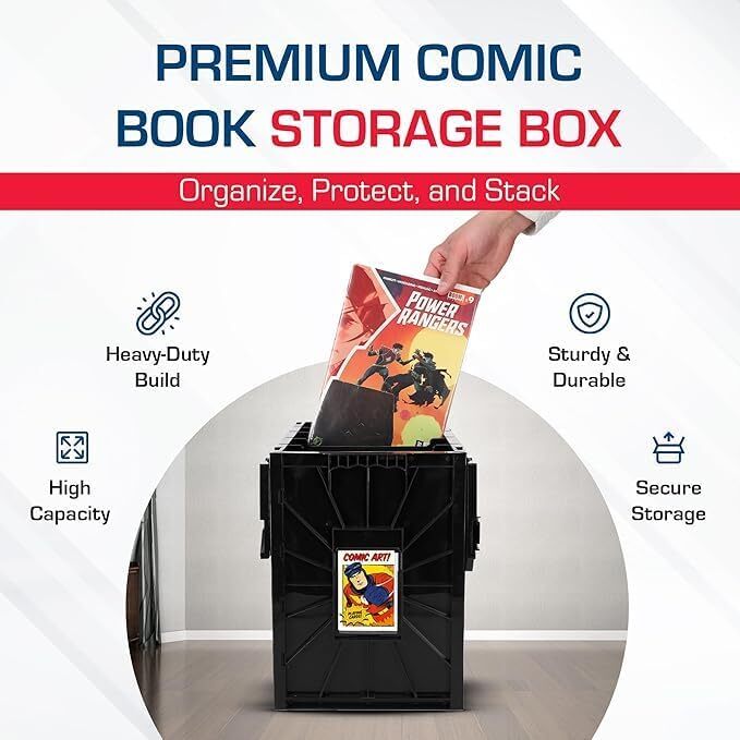 Comic Bin, Black - Holds 150 Comics, Acid Free Storage and Organizer, Heavy Duty