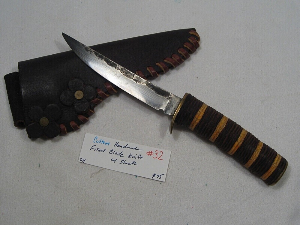 Custom Handmade Fixed Blade Knife w/ Sheath.  #32