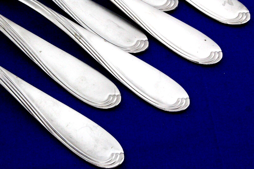 4, 8 3/8" DINNER FORKS GODINGER " WAVE SANDBLAST " STAINLESS FLATWARE