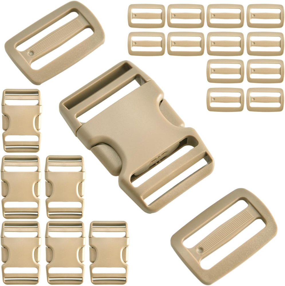 Buckles for Webbing Straps 1.5", 6 Set Side Release Plastic Buckle + 12Pcs Tri-G