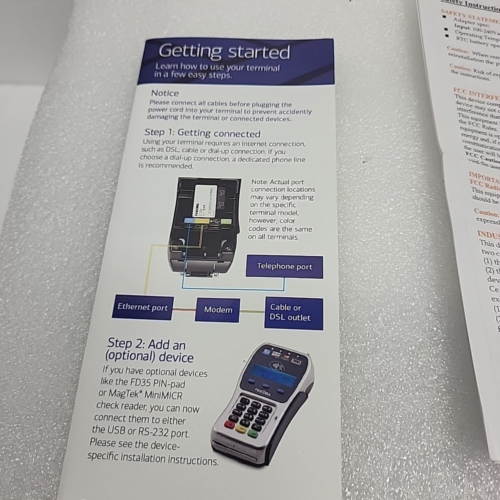 First Data FD130T Credit Card Terminal POS Card Reader, NEW