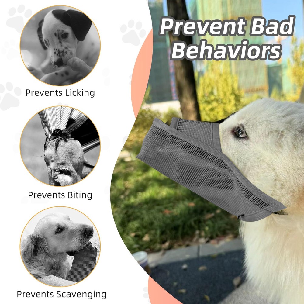 JOYPAWS Soft Dog Muzzle for Small Medium Large Dogs Long Snout XS, Grey