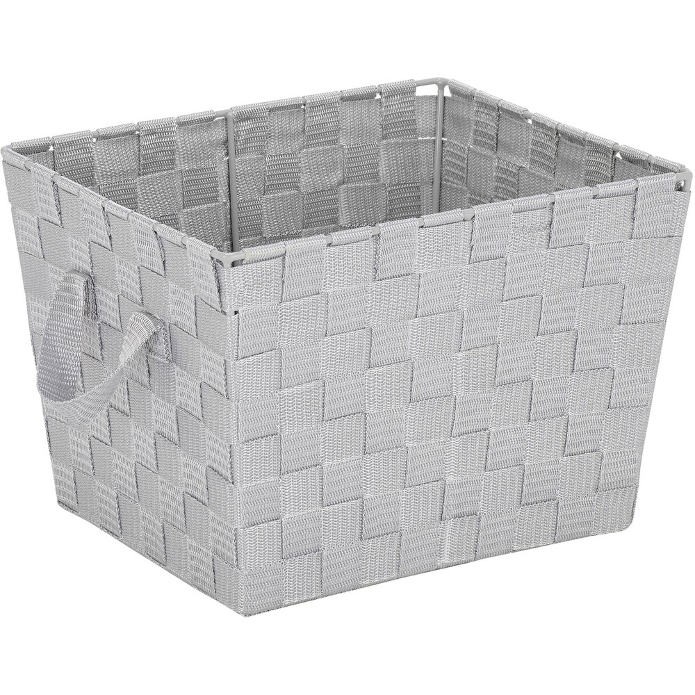 Storage Bin with Strap Handles in Gray