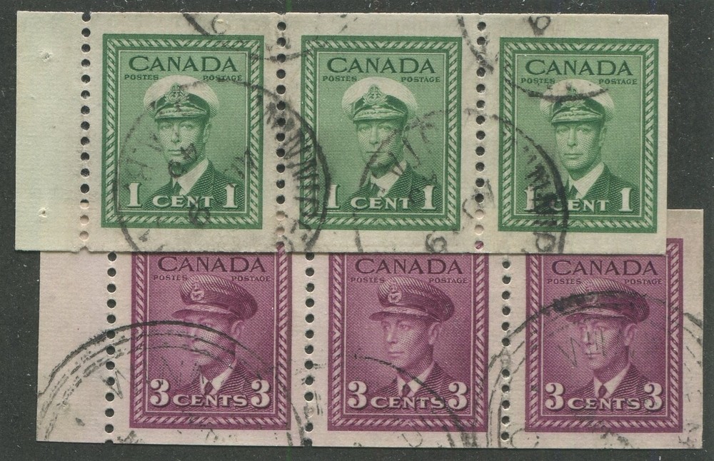 CANADA #249c, 252b USED BOOKLET PANES