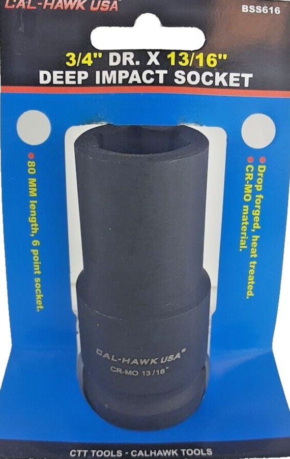 3/4" DR. X  13/16" DEEP IMPACT SOCKET 6-POINT Chromium-molybdenum CR-MO MATERIAL