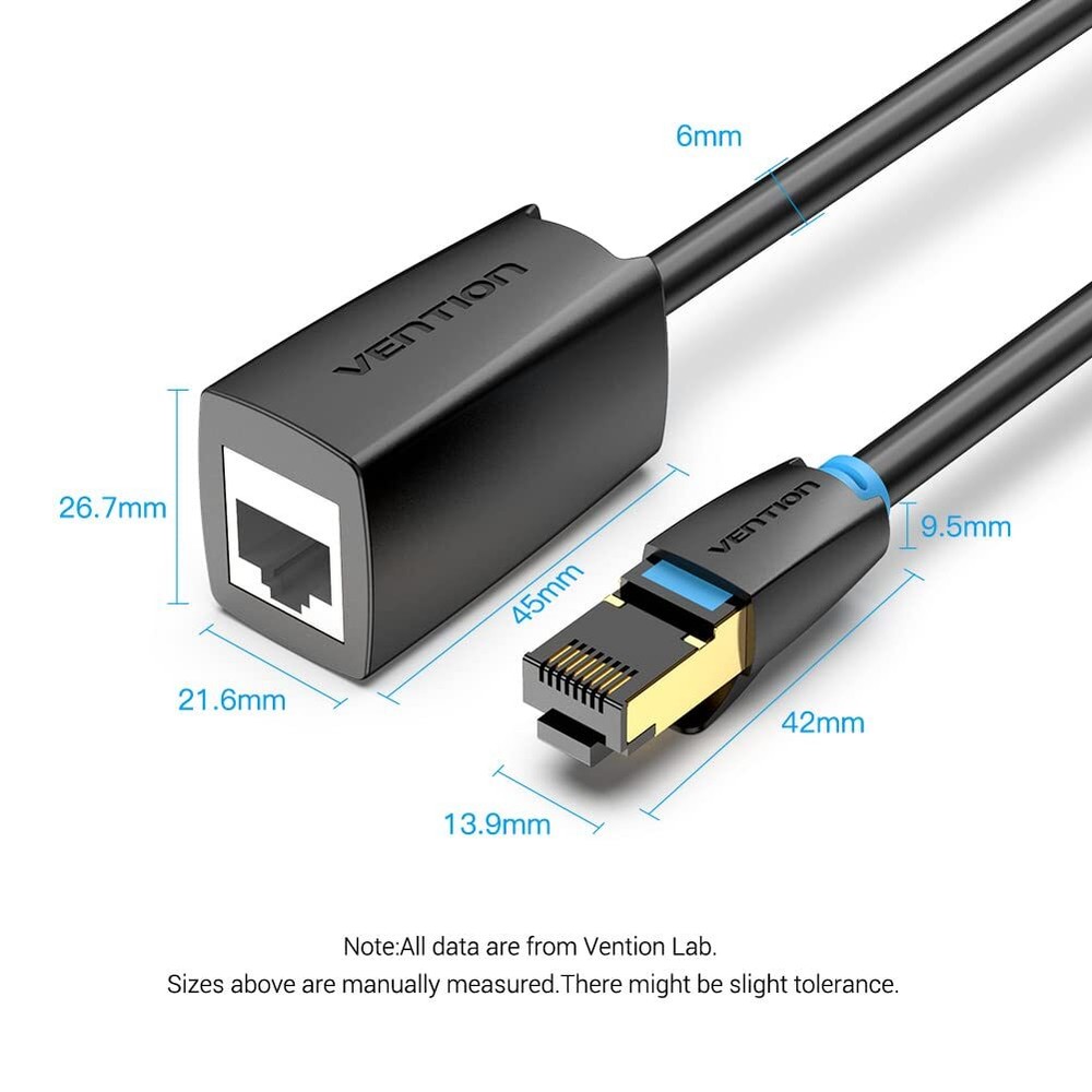 VENTION Cat 8 Ethernet Extension Cable 10FT 40Gbps LAN Cable Extender Cat8 FT...