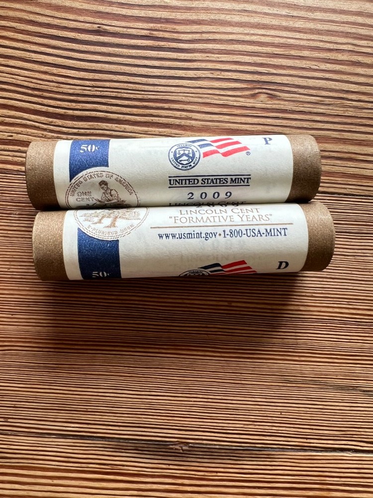 2009 P&D Formative Years Original US Mint Wrapped Lincoln Cent Rolls