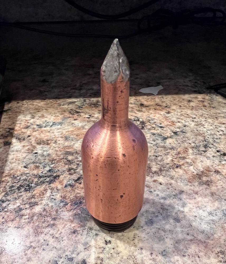 Copper Soldering Iron Tip Threaded 1 1/8" #1