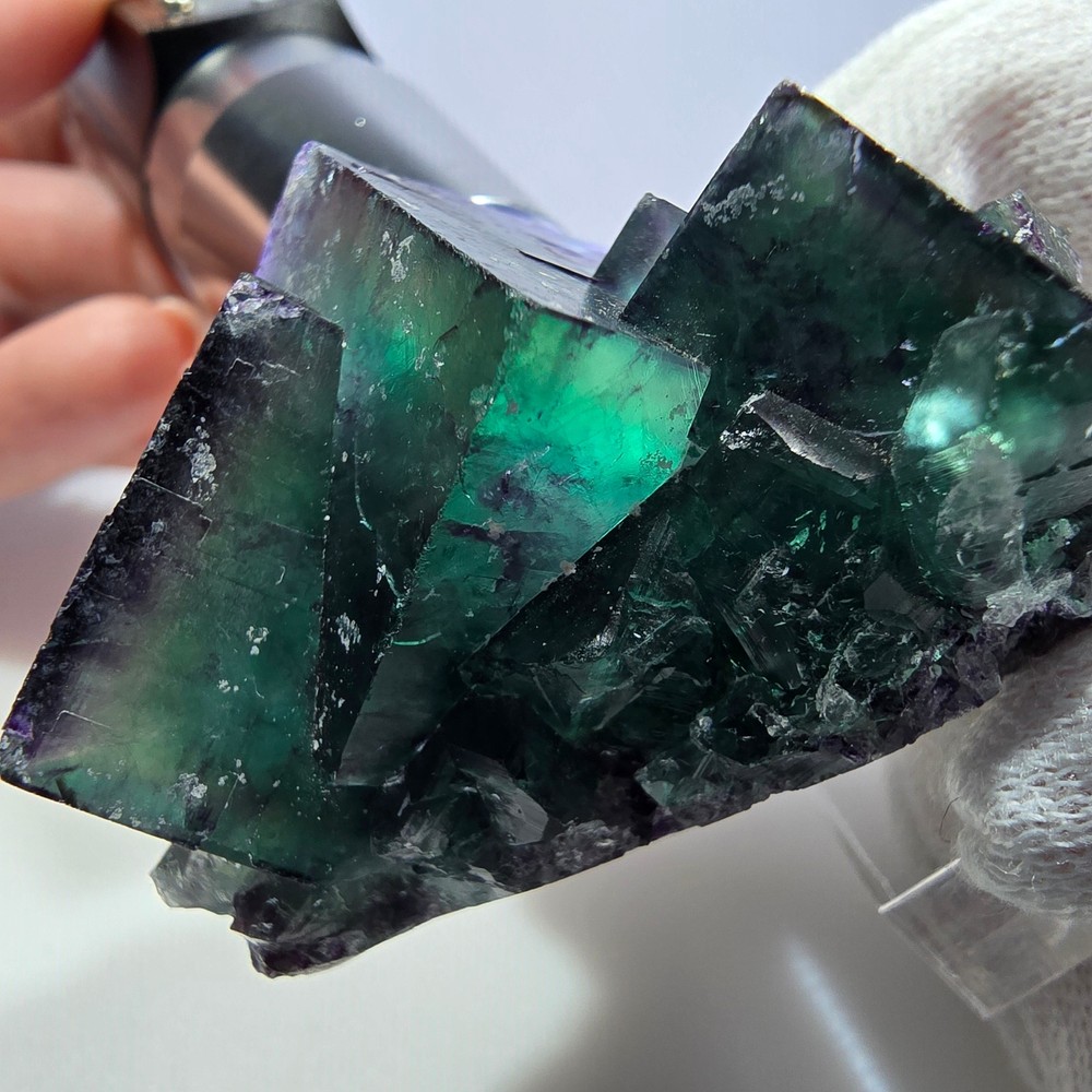 Clear Phantom Fluorite Cube Specimen zonal green purple Okorusu, Namibia