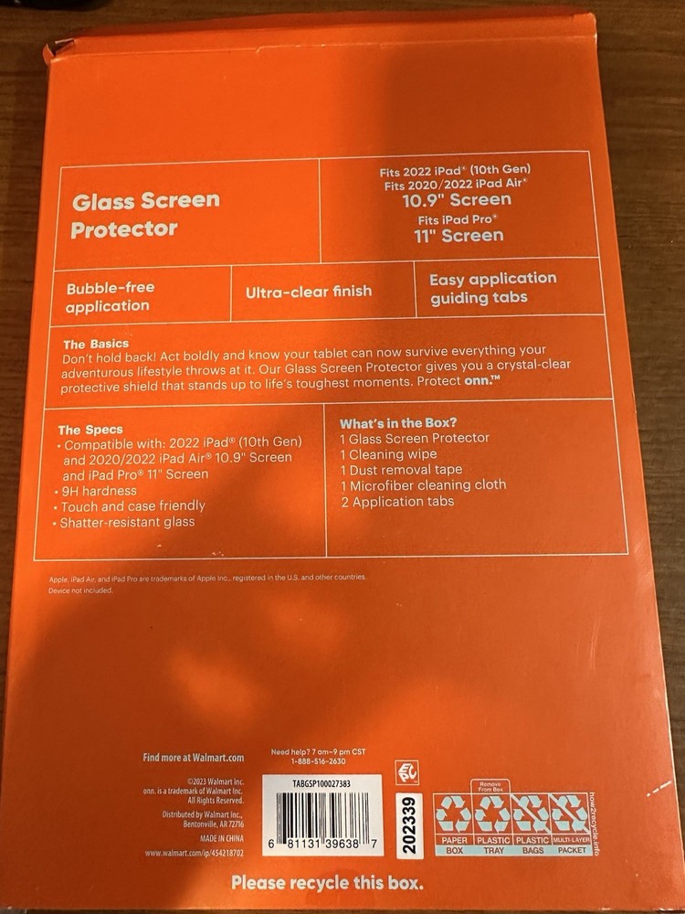 Protect onn G1ass screen Protector 10.9" Screen Protector NEW