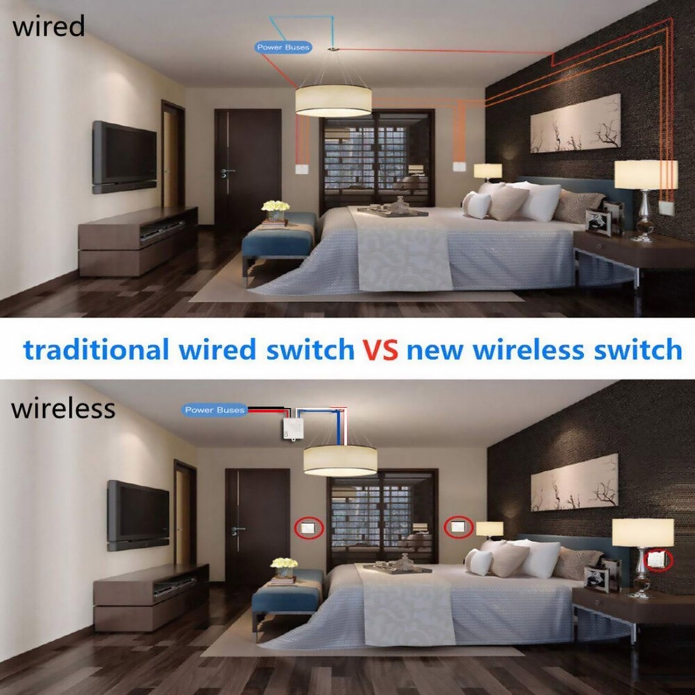 1set Wireless Switch 433mhz Receiver Module No Wiring Easy&Flexible Installation