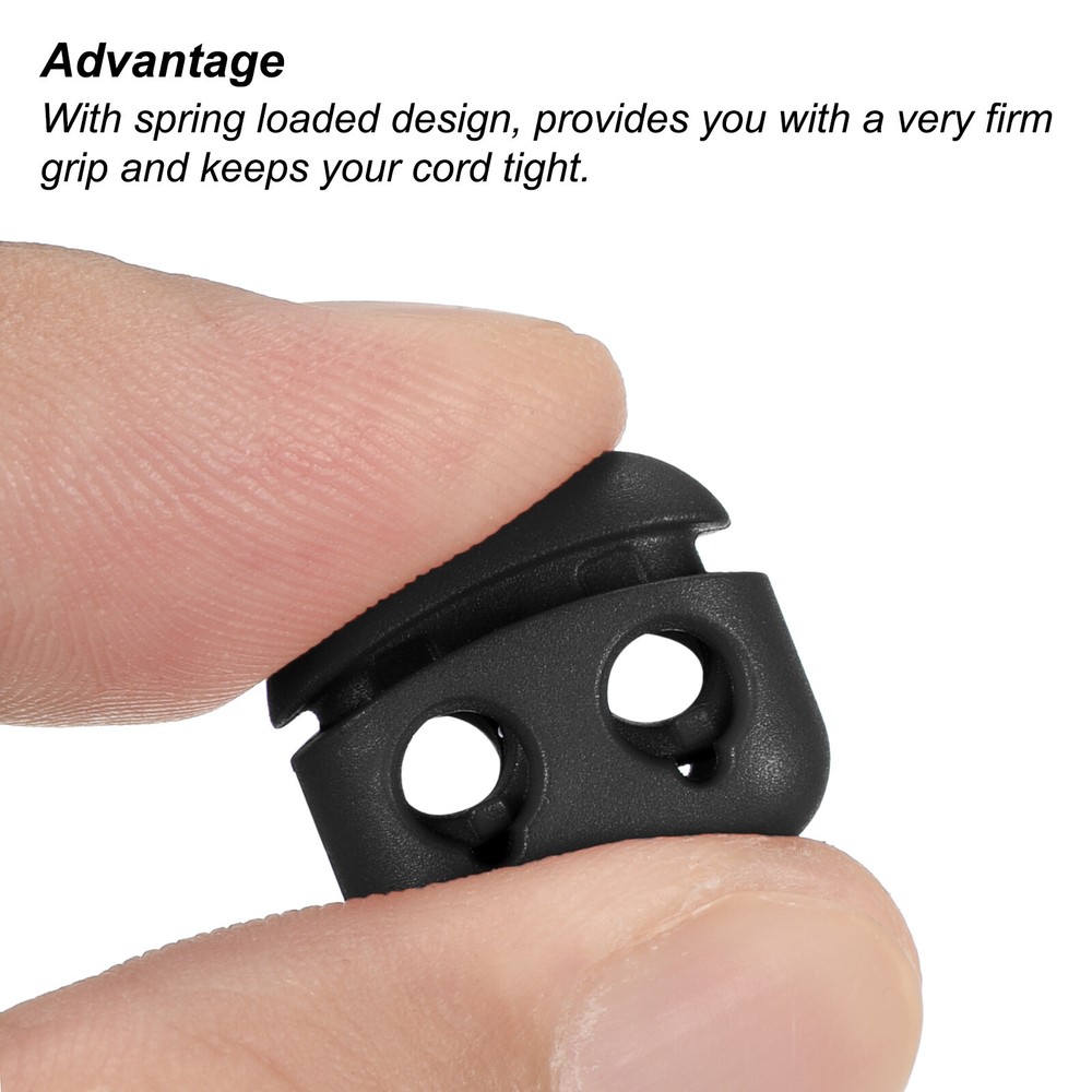 Cord Locks, 100 Pack Oval Spring Toggle Stopper, Black