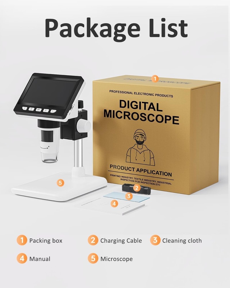 Coin Microscope, 4.3 Inch Digital Microscope 1000X Coin Microscope for Error ...