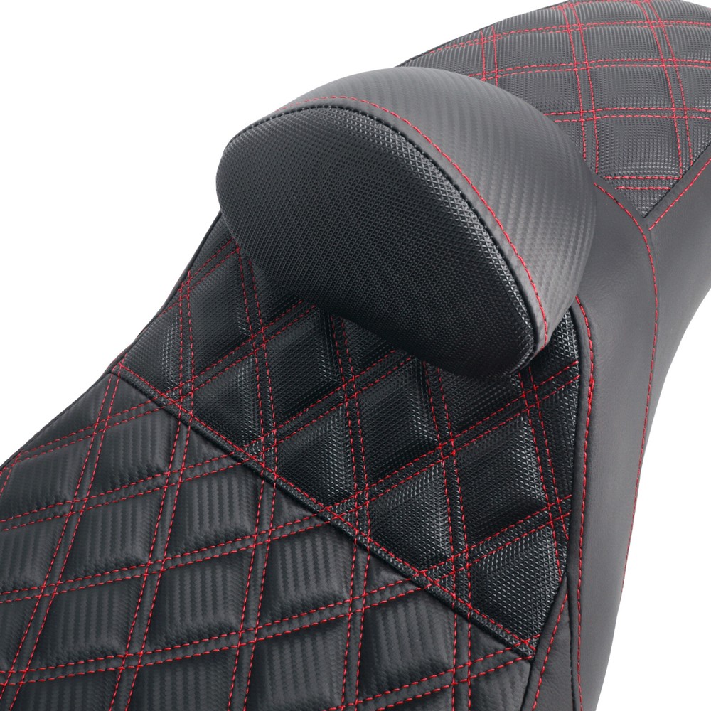Step Up Red Stitching Seat & Backrest Driver For Harley Dyna Switchback 06-17