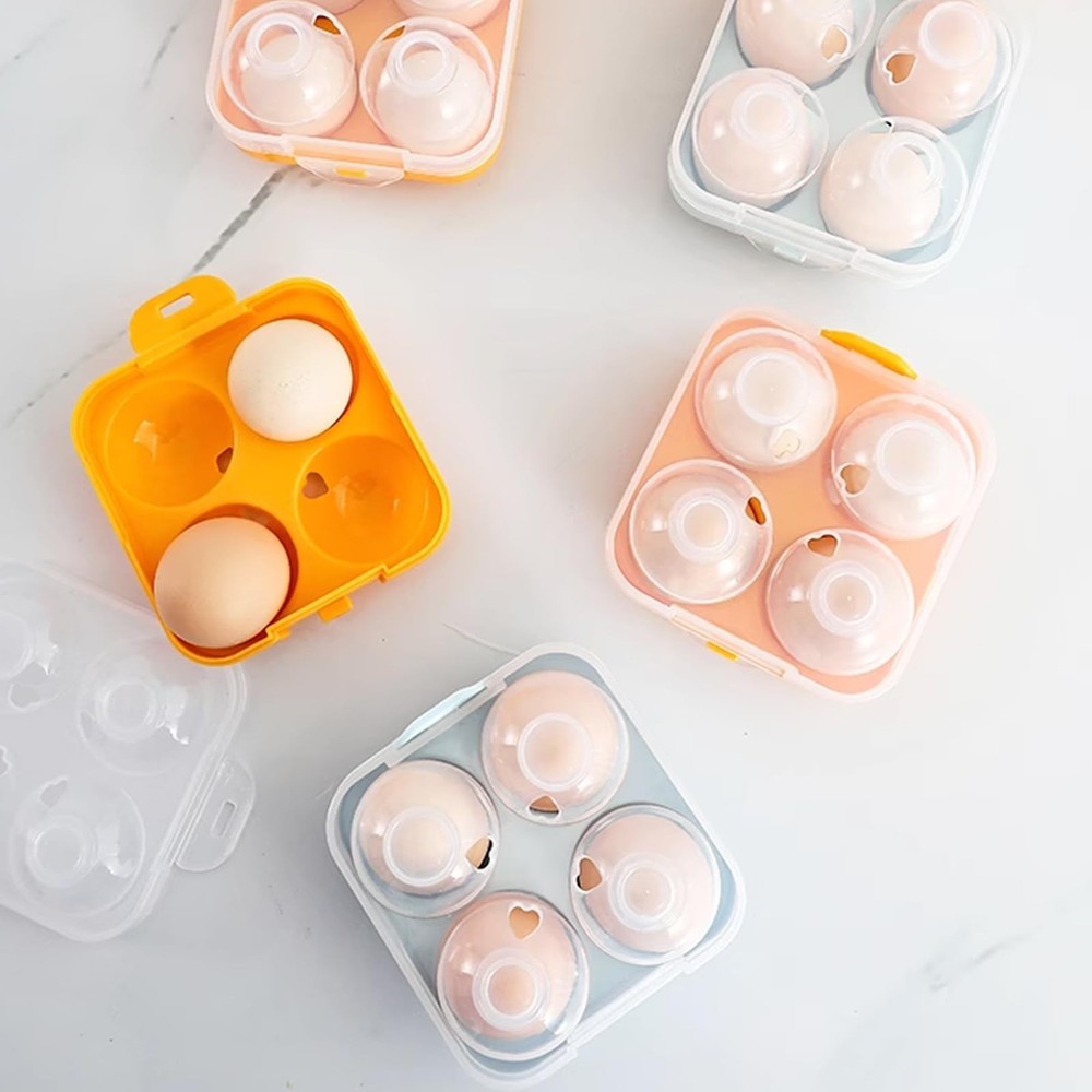 4 Girds Egg Holder Container, Plastic Egg Storage Box Shockproof Protection, ...