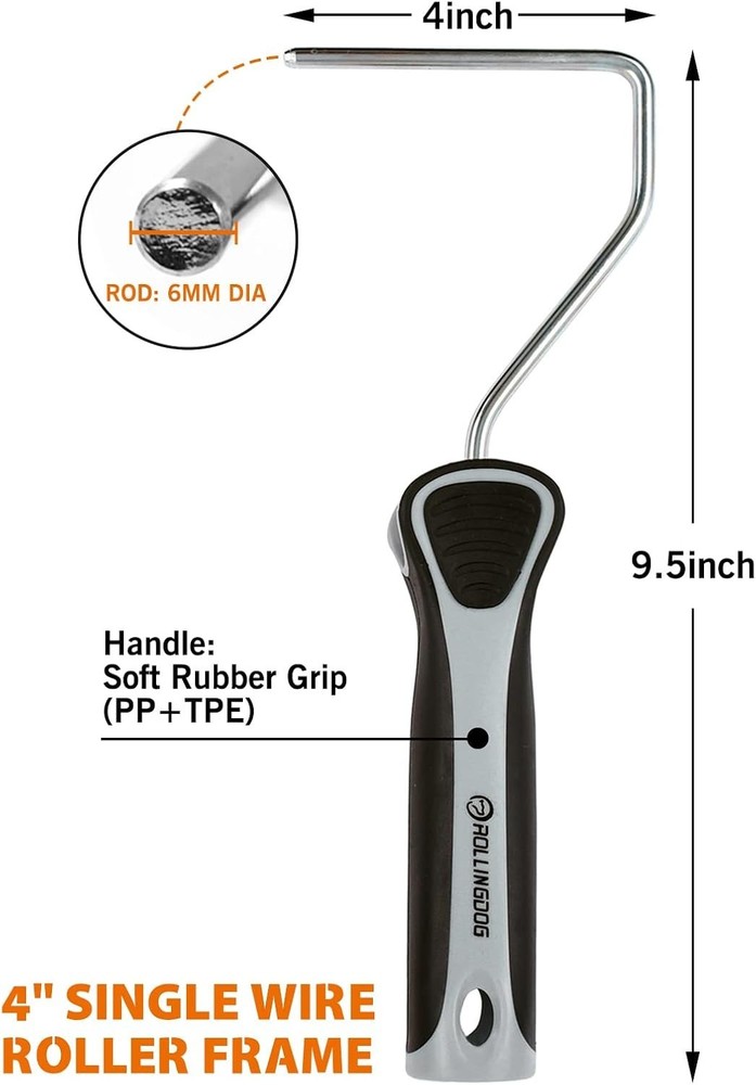 Lightweight 4-Inch Paint Roller Frame with Ergonomic Handle for Comfortable Use