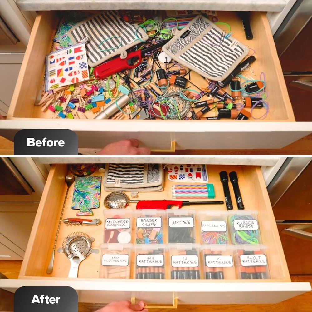 Bostitch Konnect Storage Containers with Lids, Organizer, Combo pack, Clear