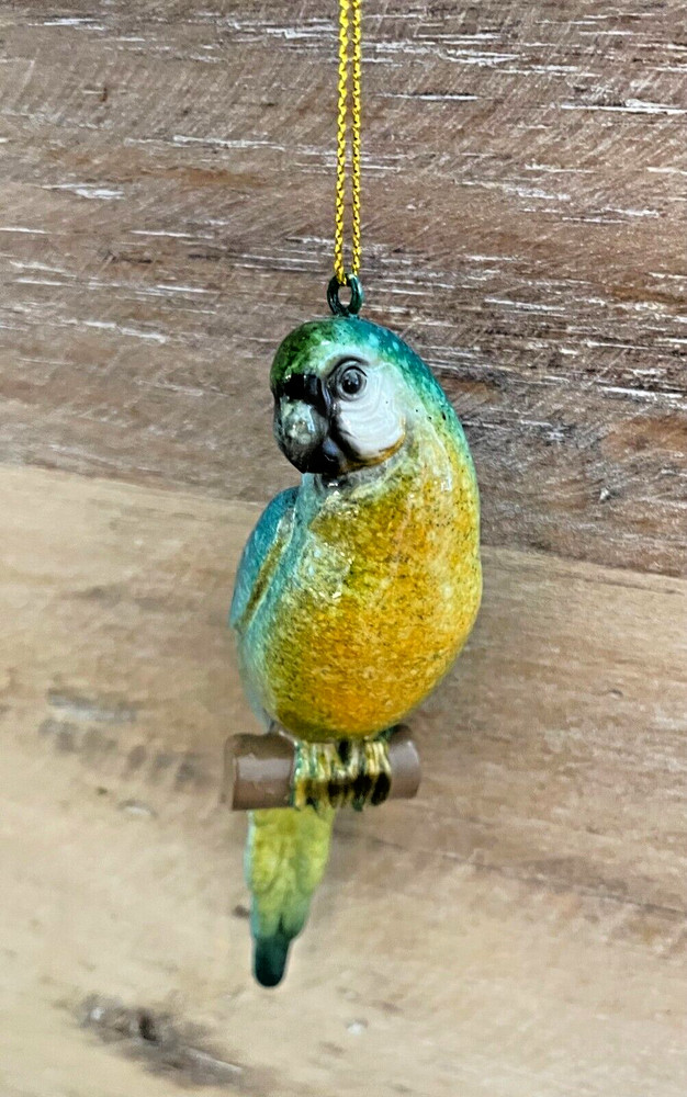Parrot Bird Ornament Mini Polyresin 4"L