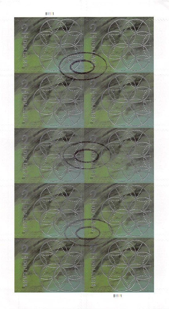CANCELED POSTAL COUNTERFEIT SHEETLET FOR STUDY $2 FLORAL GEOMETRY