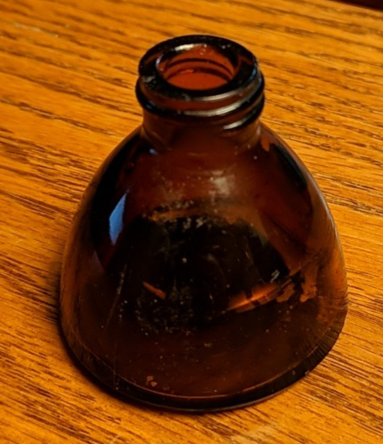 Vintage Amber Brown Squat Bottle