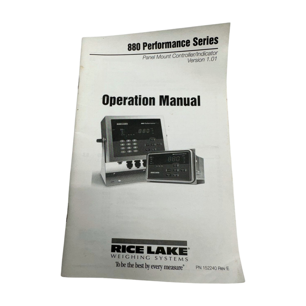 Rice Lake 880 Panel Mount Controller/Indicator Operation Manual, 152240 - Rev D