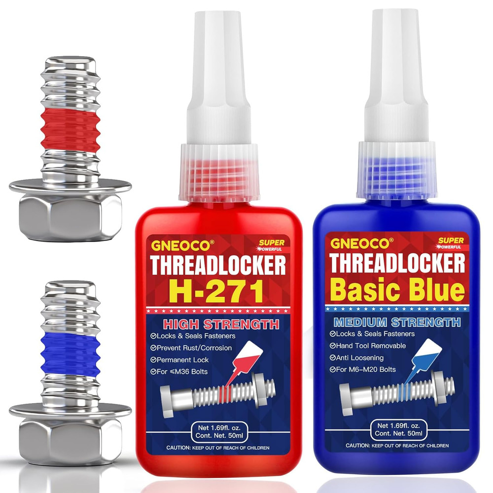 Threadlocker Blue and Red, Thread Lock Medium and High Strength Lock Tight for N