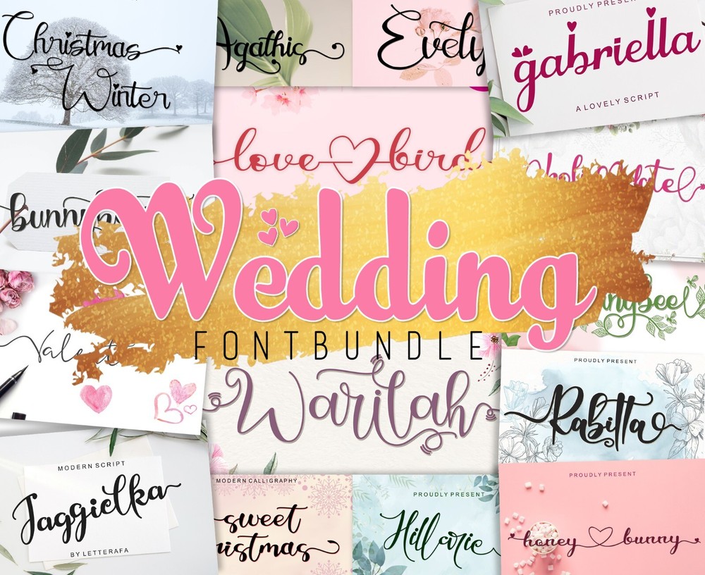 Wedding Fonts Bundle, Over 120+ Fonts