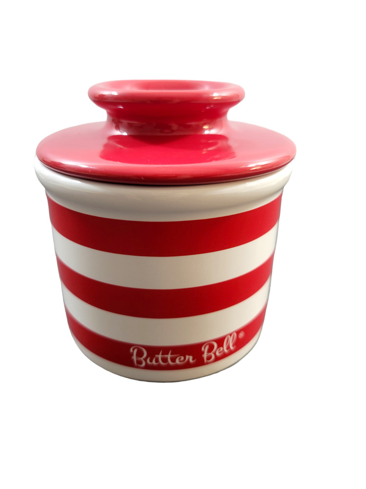 Nautical Red Striped Butter Bell Crock