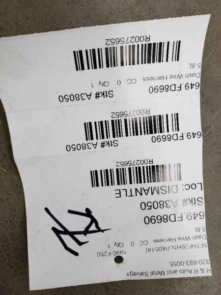 F250 1990 Dash Wire Harness 275652