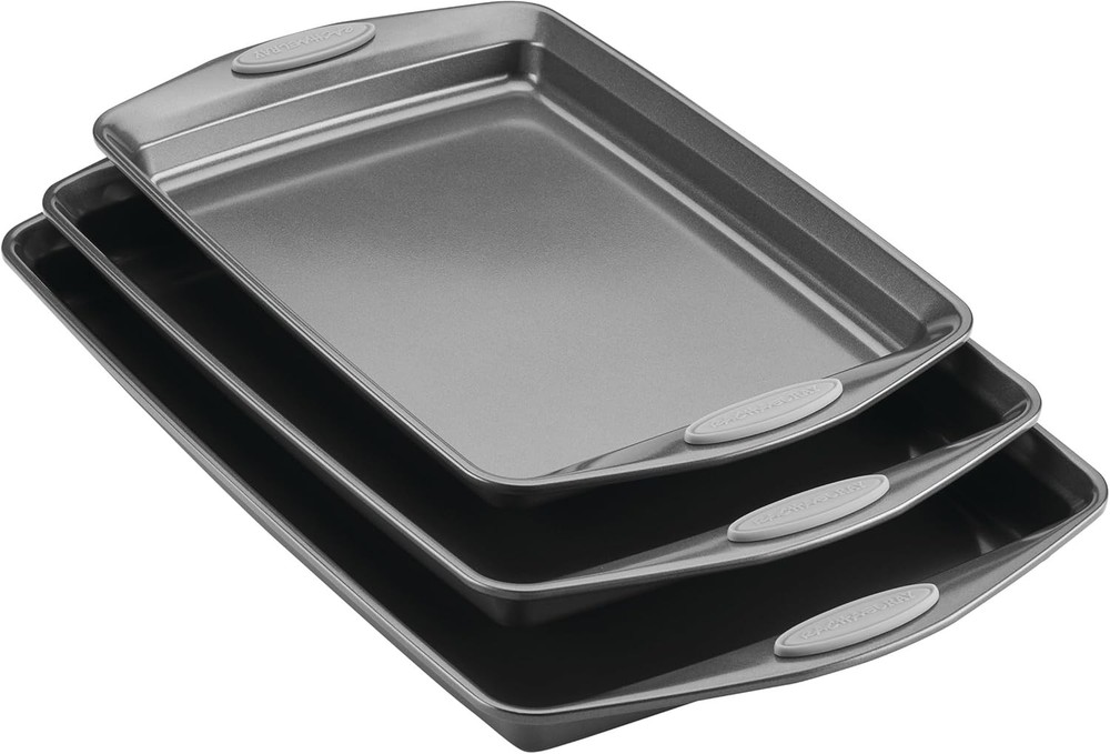 Nonstick Bakeware Set W/ Grips Nonstick Cookie Sheets / Baking Sheets 3 Piece