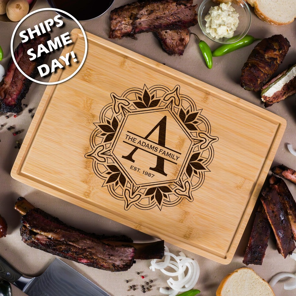 Custom Bamboo Cutting Board Personalized Charcuterie Board Engraved Wedding Gift