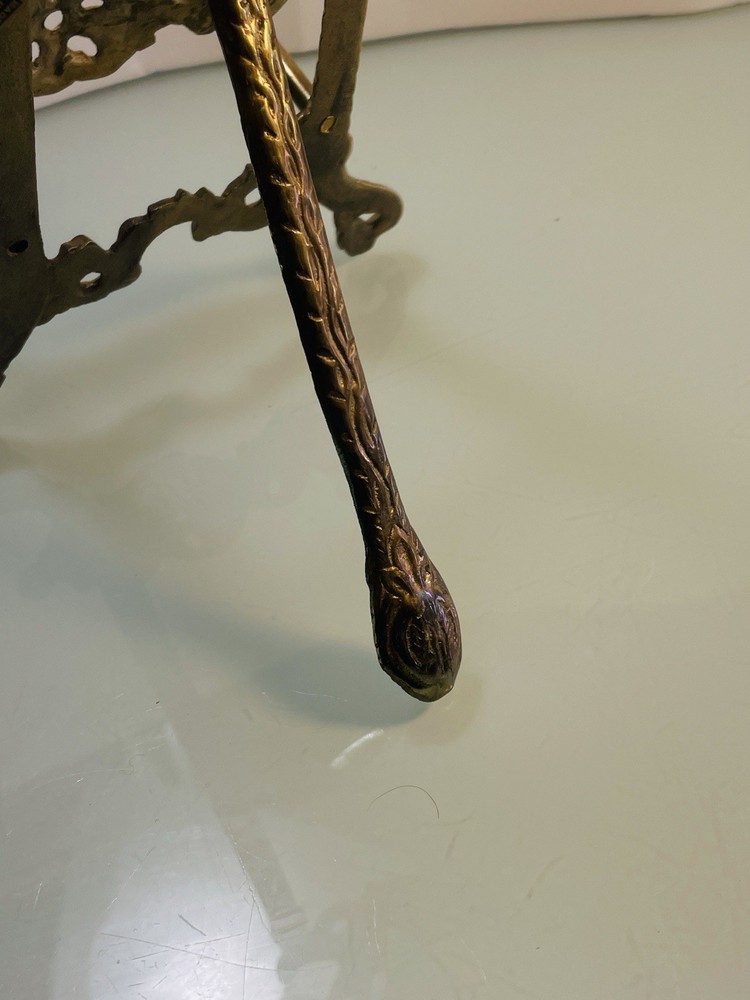 Ornate Brass Tabletop Easel, Victorian Bible Stand, Rococo Scrollwork Display