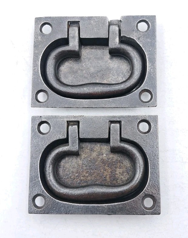 Antique Tool Box Chest Handles Recessed Drop Pulls Vintage Hardware Pair Handle