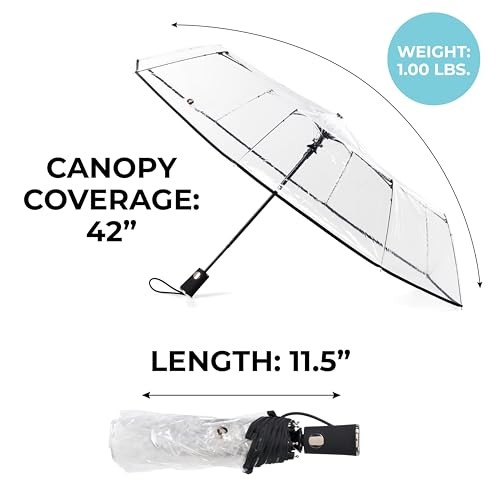 Ultra Folding Umbrella with Auto Open Technology One Size Clear
