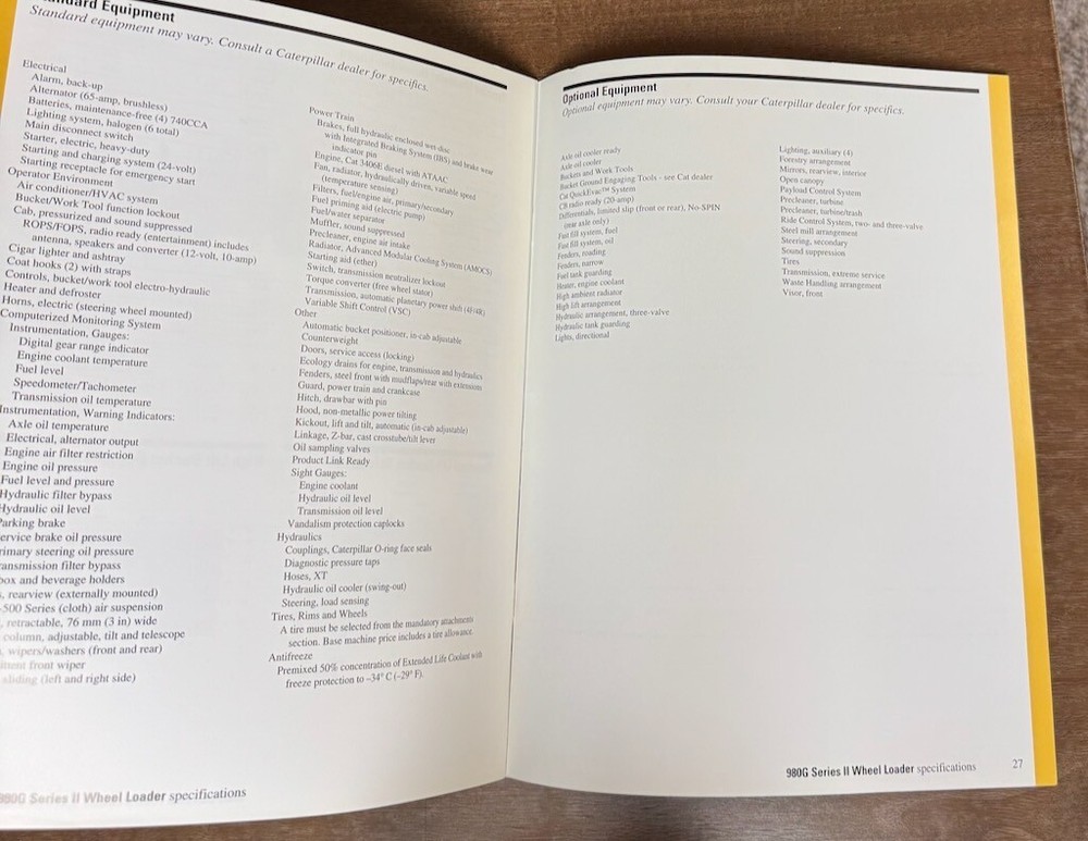 980G Series II Caterpillar Brochure 2001